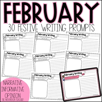 Preview of February Writing Journal - 30 Daily Writing Prompts