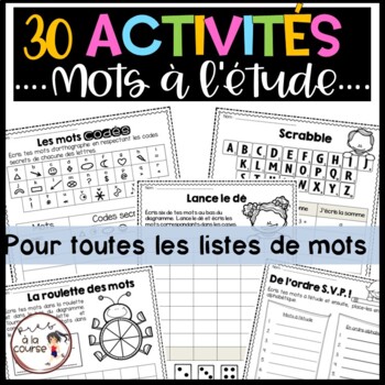 Preview of 30 French Word Work Printables | 30 activités Étude de mots