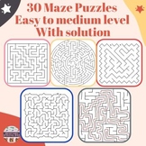 30 Escape the Maze Puzzle for Kids, Teens, Adults, Easy to