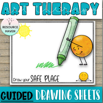 Preview of 30 GUIDED Drawing Worksheets - Art Therapy for Positive Thinking