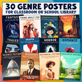 30 Large Genre Posters for Classroom and Library Decor, Ge