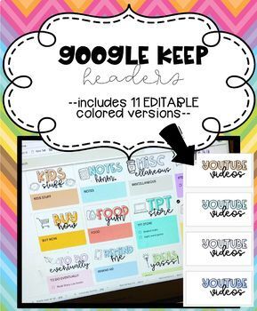 Preview of 61 Google Keep Headers + 11 Editable versions in Google colors
