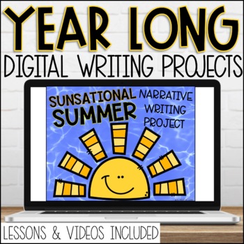 Preview of 30 Google Slides Writing Prompts Activities and Videos | Year Long BUNDLE