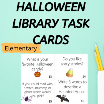 Preview of 30 Halloween Library Task Cards
