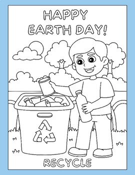 Preview of 30 Happy Earth Day Coloring Sheet BUNDLE FUN Printable Pages Sustainability CUTE