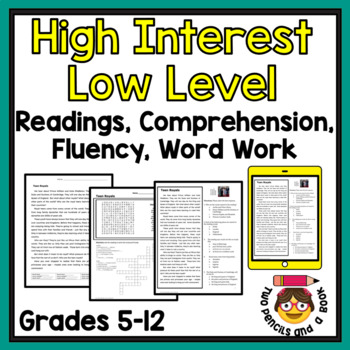 Preview of 30 High Interest Low Level Reading Comprehension Passages with Fluency