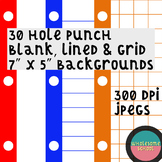 30 JPG Hole Punch Backgrounds | 3 styles (blank, lines, gr