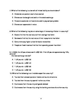 30 igcse economics multiple choice questions with answer guide pack 3