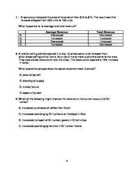 30 igcse economics multiple choice questions with answer guide pack 4