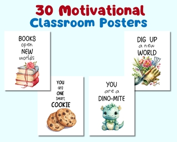 Preview of 30 Inspirational Quotes Classroom Posters - Inspirational Classroom Posters