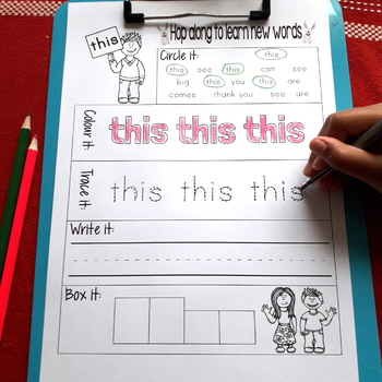 Kindergarten Sight Word Activity Worksheets Dolch by Top Teaching Tasks