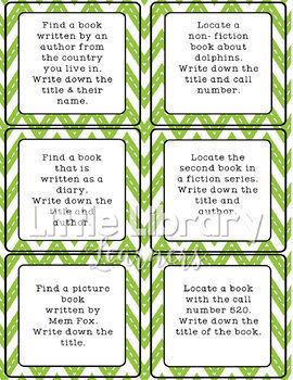 Library Scavenger Hunt Task Cards- Upper Elementary by Little Library