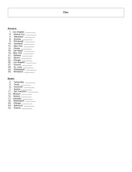 30 MLB Baseball Teams Crossword with Key by Maura Derrick Neill