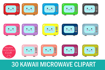 Preview of 30 Microwave Clipart-Kawaii Microwave-Cute Microwave Clipart