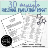 30 Minute Preschool Speech Language Report Template