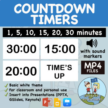 Preview of 30 Minute Timer - Basic White (1, 5, 10, 15, 20 Minute Timers Included)