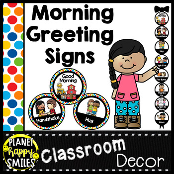 Preview of 30+ Morning Greeting Choices Multi-Colored Polka Dot Theme