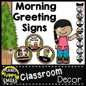 Preview of 30+ Morning Greeting Choices or Saying Good-Bye Signs Camping Theme