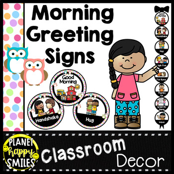 Preview of 30+ Morning Greeting Choices or Saying Good-Bye Signs Owl Theme
