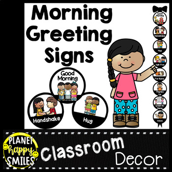 Preview of 30+ Morning Greeting Choices or Saying Good-Bye Signs Plain Black