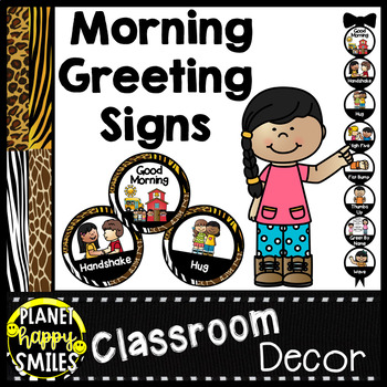 Preview of 30+ Morning Greeting or Saying Good-Bye Signs Jungle or Safari Theme