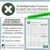 30 Multiplication Practice Problems - Unlimited Worksheets