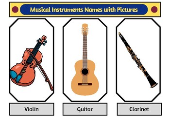 Preview of 30 Musical Instruments Names with Pictures for Preschool, Montessori, Homeschool