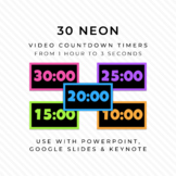 30 NEON & BLACK Video Countdown Timers - For PowerPoint, S
