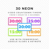 30 NEON & WHITE Video Countdown Timers - For PowerPoint, S