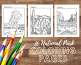 30 National Park Printable Coloring Pages 8.5x11