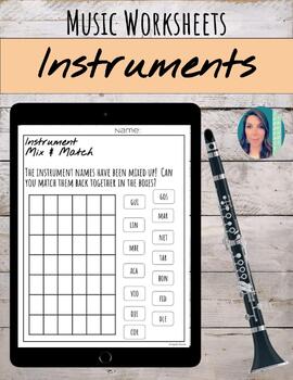 Preview of 30 No-Prep Musical Instrument Printable Worksheets