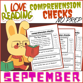 Preview of 30 No-Prep Reading Comprehension Checks for Early Readers for September