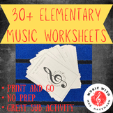 30+ No Prep, Stand-Alone, Elementary Music Worksheets/Workbook
