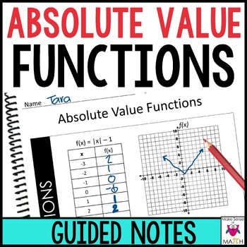 Preview of Absolute Value Functions Graphs Guided Notes