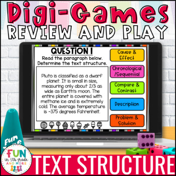 Preview of Nonfiction Text Structure Digital Review Game & Interactive Activity | Test Prep