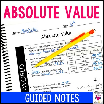 Preview of Absolute Value Guided Notes - Introduction to Absolute Value