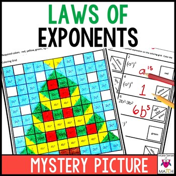 Preview of Christmas Math Activity Worksheets - Laws of Exponents 8th Grade Math