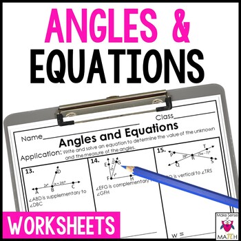 Preview of Complementary, Supplementary, and Vertical Angles Worksheets