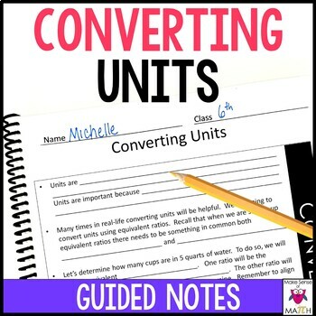 Preview of Converting Units Guided Notes - Unit Conversions Notes