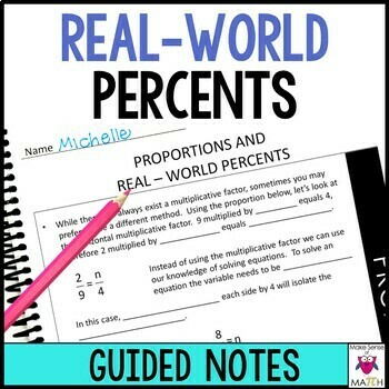 Preview of Multi-Step Ratio and Percent Problems Notes | Proportions & Real World Percents