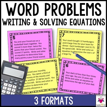 Preview of Solving Equations Word Problems