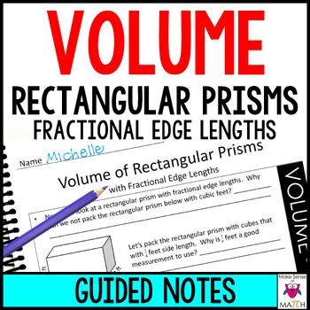 Preview of Volume of Rectangular Prisms with Fractional Edge Lengths Guided Notes | 6th