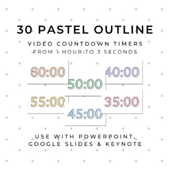 Preview of 30 PASTEL OUTLINE Video Countdown Timers - For PowerPoint, Slides, Keynote