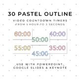 30 PASTEL OUTLINE Video Countdown Timers - For PowerPoint,