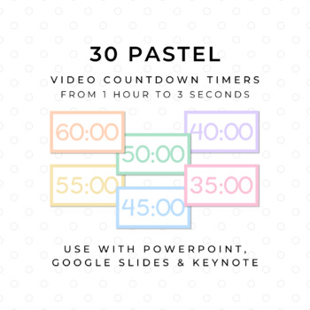 Preview of 30 PASTEL Video Countdown Timers - For PowerPoint, Slides, Keynote