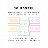 30 PASTEL Video Countdown Timers - For PowerPoint, Slides,