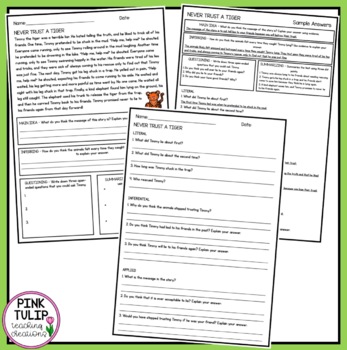 30 Page Reading Strategy Comprehension Pack by Pink Tulip Teaching ...