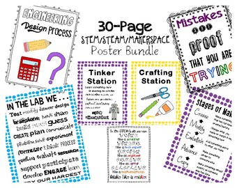 Preview of 30-Page STEAM/STEM/Makerspace Poster Bundle