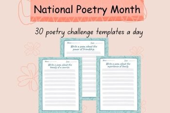 30 Poetry Challenge Templates a Day by Teacher Of The New Generations