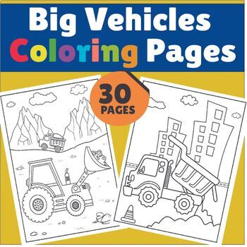 Trucks Scissor Skills INSTANT DOWNLOAD 30 PAGES Coloring Pages for Kids,  Boys and Girls Ages 4-8 